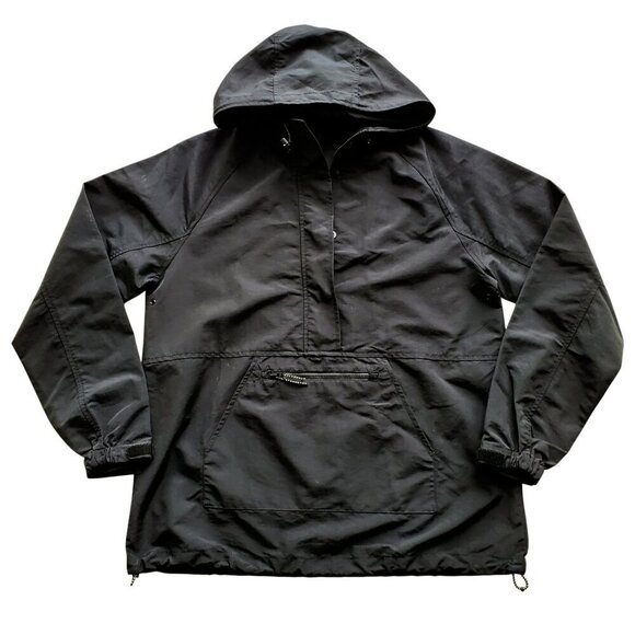 Lands End Boys Girls Half Zip Rain Jacket PouchZip Pocket Outerwear Black Sz 6-8 - Picture 9 of 16